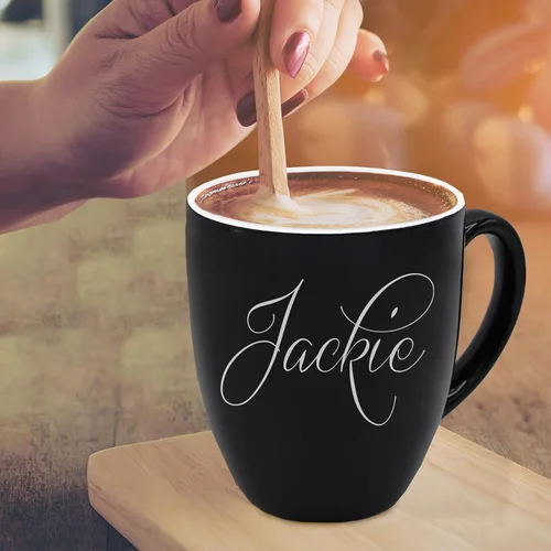 Miniatura 4 de The Wedding Party Store Taza personalizada grabada para café y café con leche - Taza personalizada para café y té (Negro)