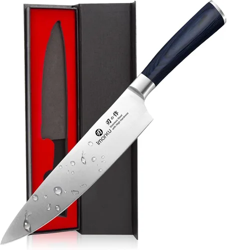 Miniatura 13 de imarku Cuchillo de chef profesional japonés de 8 pulgadas, cuchillo de pelar de acero inoxidable de alto carbono, mango ergonómico, afilado, borde