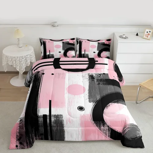 Miniatura 49 de Feelyou Edredón Abstracto Juego de edredón de arte abstracto moderno para niños y niñas, color morado, azul, negro, juego de ropa de cama para Multi