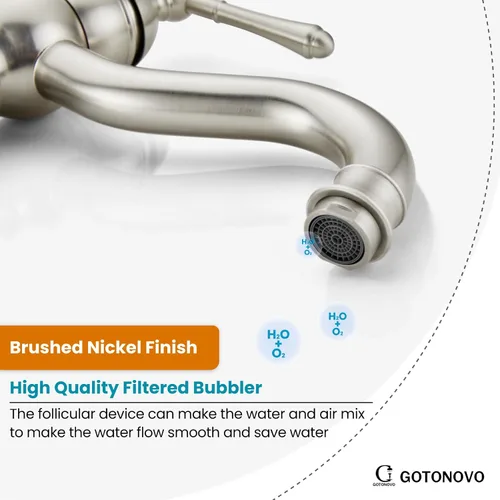 Miniatura 7 de gotonovo Grifo de lavabo giratorio de 360°, grifo de baño alto de una sola manija, 1 agujero, grifo mezclador de lavabo de granja, mangueras