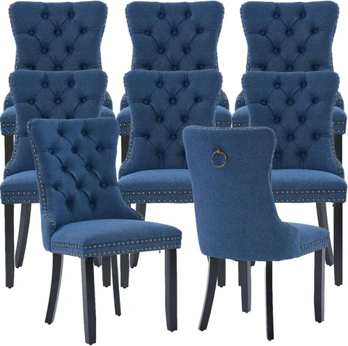 Miniatura 25 de Sillas de Comedor Juego de 4 sillas de comedor tapizadas de lino, sillas de comedor modernas de mediados de siglo, sillas de cocina y comedor