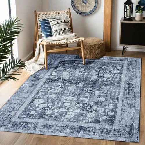 Miniatura 17 de Alfombra de área de 5 x 7, alfombra bohemia vintage, ultra suave, de pelo bajo, lavable, antideslizante, resistente a las manchas, alfombra impresa