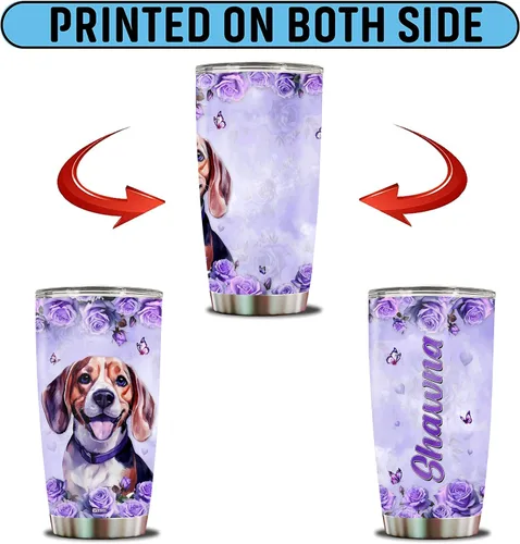 Miniatura 6 de Regalos personalizados de Beagle para mujeres, esposa, hija, mamá, niña, vaso de acero inoxidable aislado de 20 onzas, taza de viaje, taza de café