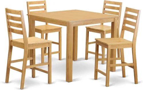 Miniatura 8 de East West Furniture CAFE3-OAK-C - Juego de comedor de 3 piezas de altura de mostrador para espacios pequeños que contiene una mesa de comedor