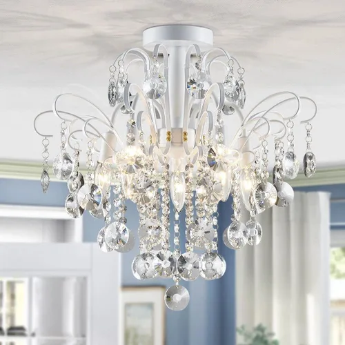 Miniatura 21 de WUZUPS Candelabro colgante de cristal con 5 luces, lámpara de techo moderna para dormitorio, pasillo, bar, cocina, baño, 20.3 pulgadas de alto