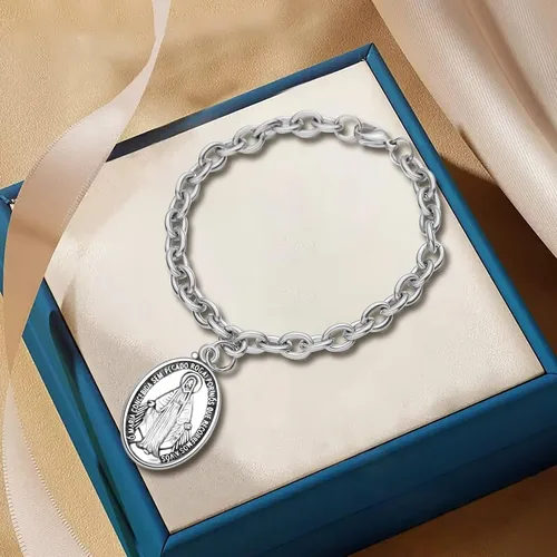 Miniatura 8 de 60 piezas de medalla de Nuestra Señora, centro de mesa de rosario floral, cruz de Jesús, Virgen María, crucifijo de aleación católica para hacer