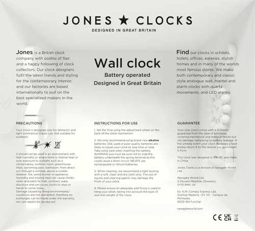Miniatura 8 de JONES CLOCKS® Reloj de pared de película Reloj retro rectangular 10 pulgadas Naranja Aspecto de diseñador fresco de mediados de siglo