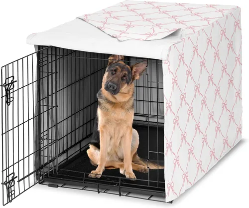 Miniatura 13 de Sweet Jojo Designs Cubierta para jaula de perro de 36 pulgadas (Boho Floral Rosa/Gris) para niñas, cubierta para perrera