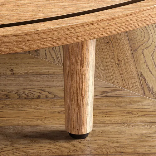 Miniatura 11 de Mesa auxiliar redonda, mesa central acanalada de 31.5 pulgadas con almacenamiento, mesa de centro elevable con almohadillas ajustables, puerta