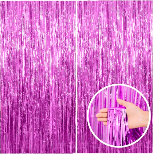 Miniatura 41 de Paquete de 2 cortinas de serpentinas negras para fiestas, telón de fondo de flecos de oropel de papel de aluminio, decoraciones para fiestas