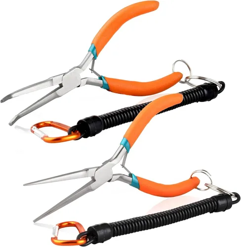 Miniatura 12 de SPEEDWOX Alicates de punta de aguja de largo alcance de 7 pulgadas con dientes, alicates de bucle de alambre de precisión extra largos con cordón