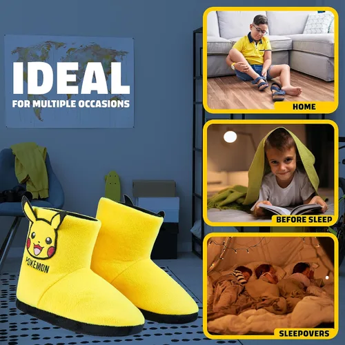 Miniatura 5 de Pokemon Pantuflas para niños, zapatillas de bota Pikachu Bulbasaur suaves, antideslizantes, zapatos de casa, regalos de anime para niños