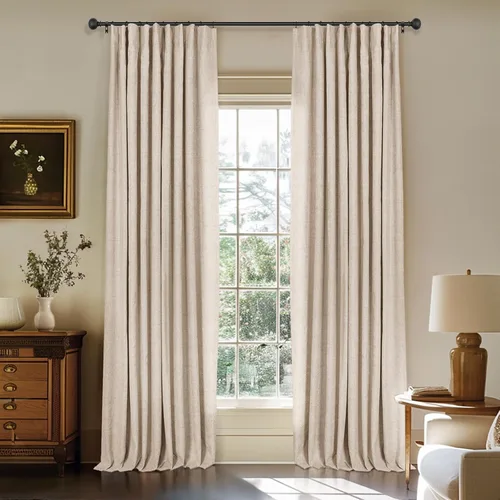 Miniatura 41 de INOVADAY Cortinas 100% opacas para dormitorio, cortinas opacas de 84 pulgadas de largo, cortinas opacas de lino con anillos de clip, aislamiento