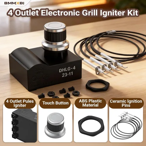 Miniatura 3 de Encendedor electrónico de parrilla de 4 salidas con paquete de 4 agujas de encendido para parrilla Blackstone de 36 pulgadas, kit de reemplazo
