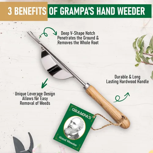 Miniatura 3 de Herramienta de desbrozadora manual de Grampa's – La herramienta perfecta para quitar malas hierbas y jardín – Diseño único duradero de palanca