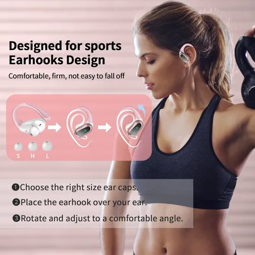 Miniatura 4 de Auriculares inalámbricos, auriculares Bluetooth 5.4 2026 deportivos, 50 horas estéreo de alta fidelidad con graves profundos con micrófono ENC