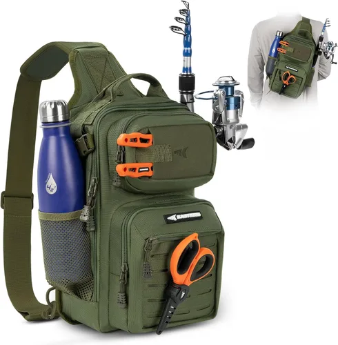 KastKing BlowBak - Bolsa táctica para aparejos de pesca, mochila de pesca ligera, almacenamiento para equipo y equipo, regalo para hombres E: verde