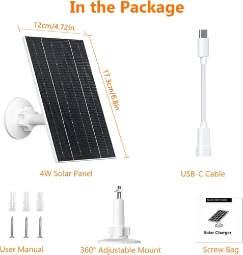 Miniatura 2 de Zivif Panel solar para cámara al aire libre, cargador de panel solar USB de 5 V compatible con cámara de batería recargable, cable de 9.8 pies