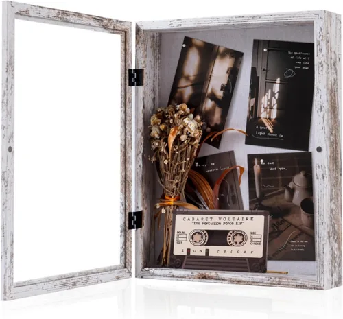 Miniatura 16 de Muzilife Marco de Fotos Caja de Sombra de 11 x 11 pulgadas - Vitrina Cuadrada de Madera y Vidrio con Interior Profundo de 2.16 pulgadas, Lista