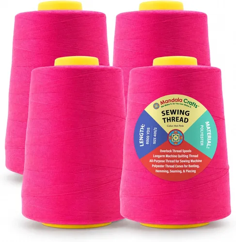 Miniatura 75 de Mandala Crafts 4 Pack of Serger Threads Cones Spools - 20S/2 24000 Yards Polyester Baby Blue Threads for Sergers Machine and Overlock Quilting