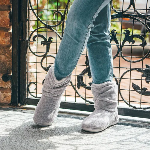 Miniatura 2 de Botas para estar por casa LongBay para mujer, de tejido de felpilla, bonitas botas de casa con espuma viscoelástica y forro polar