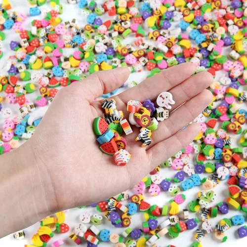 Miniatura 5 de 300 piezas de borradores de frutas de animales, surtido de pequeños borradores de lápices para niños para recuerdos de fiesta, relleno de regalos