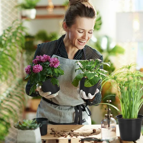 Miniatura 5 de Paquete de 60 macetas de 3 pulgadas para plantas, macetas de plástico para semillas con agujeros de drenaje, pequeñas macetas de plástico