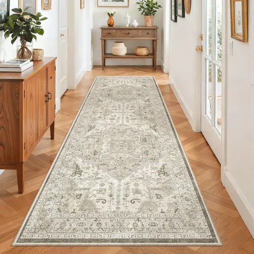 Miniatura 925 de Madane Tapete lavable de 2 x 10 pies para pasillo, cocina, recibidor, clásico, suave, antideslizante para interiores, casa de campo, baño, sala
