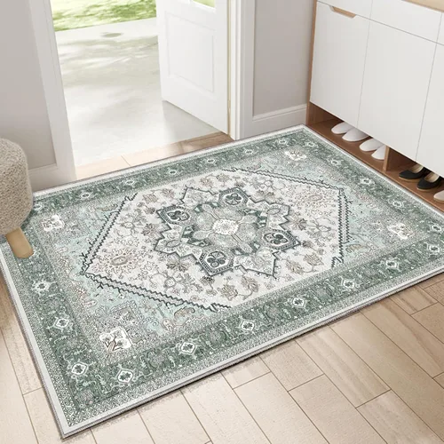 Miniatura 53 de OPPODREAM Alfombras suaves, pequeñas y lavables con parte trasera antideslizante, alfombra de cachemira sintética de pelo bajo, 2 x 3 pies, azul