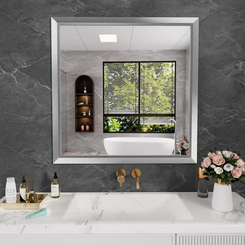 Miniatura 24 de Amorho Espejo de Baño Negro, Espejos de Pared de 24x30 Pulgadas con Marco de Metal Grueso para Sobre el Fregadero, Dormitorio, Sala de Estar
