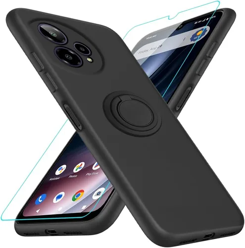Miniatura 18 de Funda compatible con Blackview Shark 6/Oscal Tiger 8 con protector de pantalla, soporte de anillo giratorio de 360°, TPU a prueba de golpes, funda