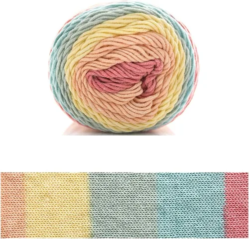 Miniatura 12 de Hilo de color de algodón para tartas, hilo multicolor arcoíris para tejer y tejer a ganchillo, 2 bolas de 7.05 oz, 45% algodón, 55% acrílico, hilo