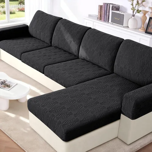 Miniatura 15 de VANSOFY Fundas de cojín para sofá seccional, Fundas de cojín de sofá de jacquard elásticas, Fundas protectoras lavables para muebles de sofá