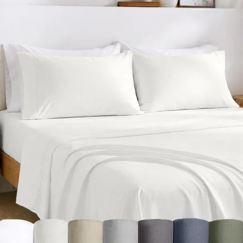 California Design Den Juego de sábanas tamaño King – Juego de sábanas de 100% algodón egipcio certificado para cama King con bolsillos profundos,