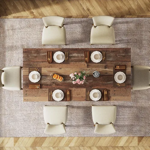 Miniatura 6 de Tribesigns Mesa de comedor de 63 pulgadas para 4-6, mesa de cocina estilo granja con gran superficie, mesa rectangular para cenas y comidas