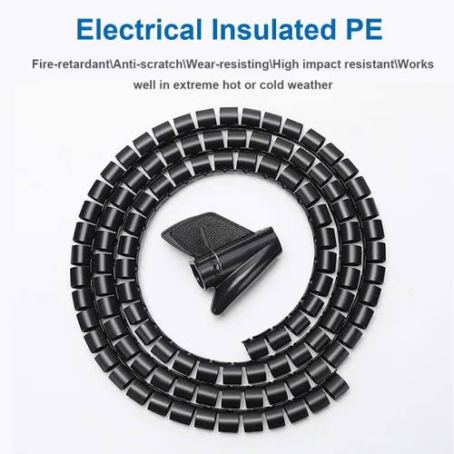 Miniatura 3 de Organizador de cables de 10 pies de diámetro de 0.8 pulgadas de diámetro con clip de cremallera, organizador de cables de alambre flexible