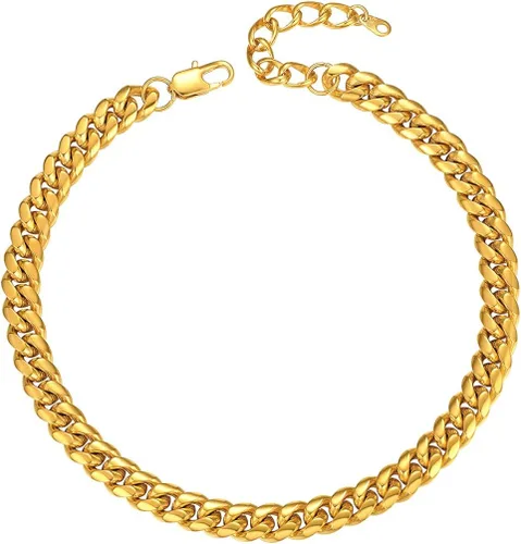 PROSTEEL Trendy Cuban Links Necklace for Men Women, Black18K Gold Plated 316L Stainless Steel, W 4.8mm-14mm, L 14inch-30inch, Come Gift Box