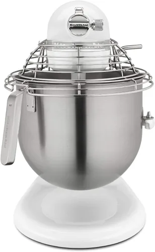 Miniatura 5 de KitchenAid Serie Comercial 8 cuartos Mezclador de pie con protección de tazón de acero inoxidable - KSMC895 Blanco