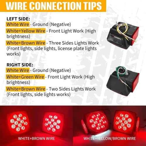 Miniatura 5 de Gonice Juego de 2 luces LED cuadradas para remolque, freno de freno, cola de matrícula, lámpara de luz LED para 12 V, cámper, camión, caravana