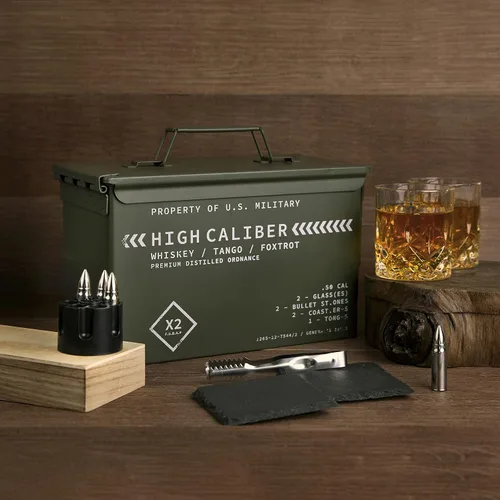 Miniatura 3 de Titan LSO Vasos y piedras de whisky en caja táctica única Copas de cóctel Bourbon, posavasos y pinzas Regalos para hombres Juego de vasos