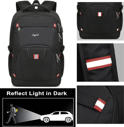Miniatura 6 de Mochila para portátil de 17.3 pulgadas, mochila grande para computadora con puerto de carga USB, mochila resistente al agua y resistente