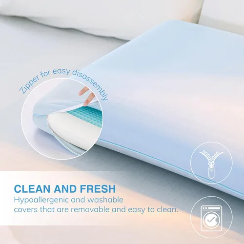 Miniatura 5 de EGOHOME Almohada de espuma viscoelástica de gel refrescante, funda de enfriamiento reversible, soporte para el cuello para dormir de lado, espalda