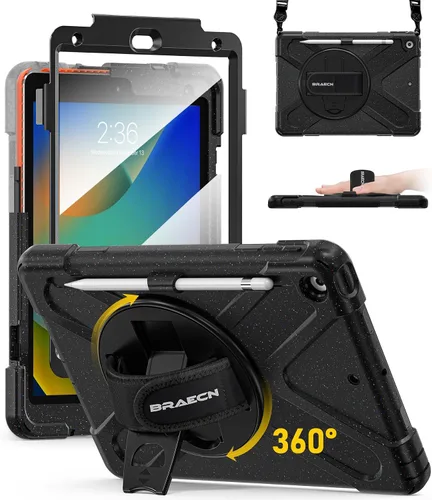 Miniatura 19 de BRAECN Funda para iPad de 9ª/8ª/7ª Generación, Funda Resistente a Prueba de Golpes con Protector de Pantalla, Soporte para Lápiz, Soporte para Tapa