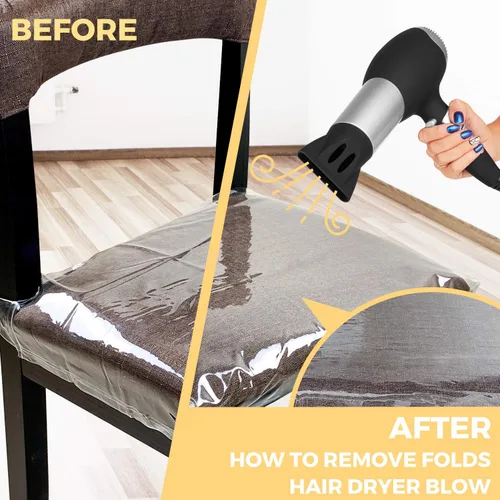 Miniatura 7 de Paquete de 2 fundas de plástico grandes para sillas de comedor, protectores de asiento transparentes con correa de cinturón ajustable para asientos