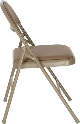 Miniatura 6 de EMMA + OLIVER Paquete de 2 sillas plegables de vinilo beige con doble refuerzo