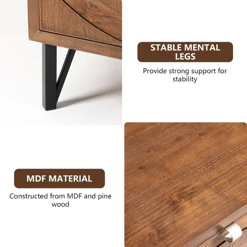 Miniatura 6 de COSIEST Mesita de noche, mesa auxiliar rústica con 3 cajones, mesa de noche de madera vintage con patas robustas, mesa auxiliar moderna