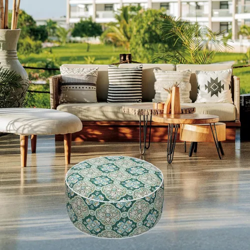 Miniatura 8 de FUNHOME Taburete inflable otomano con asa, reposapiés para todo tipo de clima, asiento de 20 pulgadas de diámetro x 9 pulgadas de alto, taburete