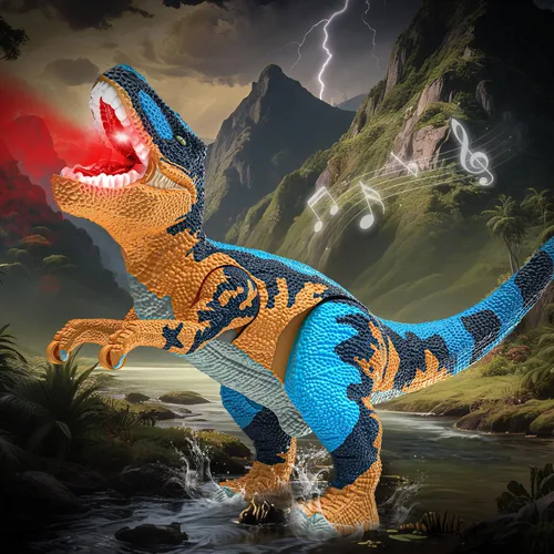 Miniatura 6 de Juguetes grandes de dinosaurio para niños de 3 a 9 años, figura de dinosaurio grande Tyrannosaurus rex, juguete para almacenamiento de vientre, Azul