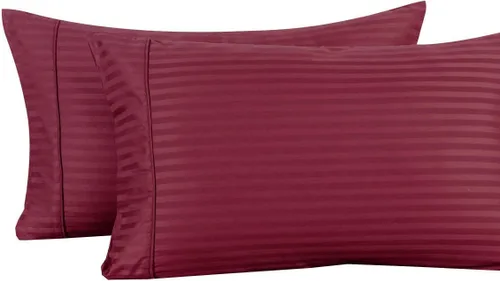 Miniatura 15 de Juego de 2 fundas de almohada de lujo para dormir con funda suave y transpirable, 100% algodón, 800 hilos, almohadas de rayas azul claro estándar