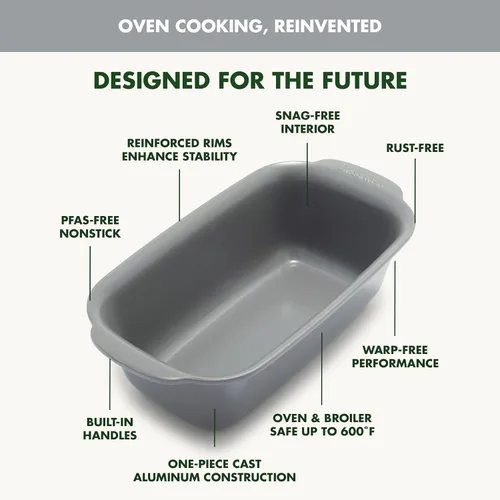 Miniatura 4 de GreenPan Premiere Ovenware - Molde antiadherente de cerámica saludable para pan de 1 libra, sin PFOA ni PFAS, utensilios para hornear resistentes a